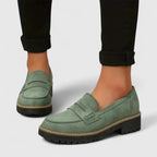 Women's Penny Loafers with Saddle Strap Detail and Lug Sole