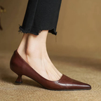 Women's Pointed-Toe Kitten Heel Pumps with V-Cut Topline and Closed Back
