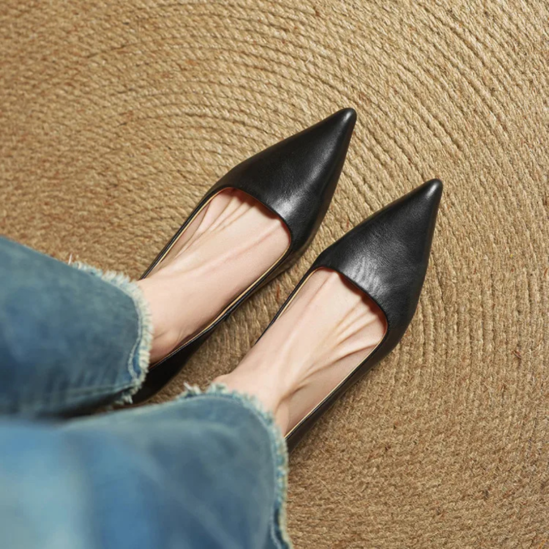 Women's Pointed-Toe Kitten Heel Pumps with V-Cut Topline and Closed Back