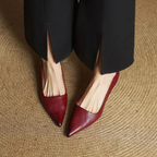 Women's Pointed-Toe Kitten Heel Pumps with V-Cut Topline and Closed Back