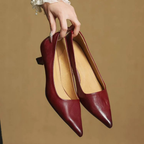 Women's Pointed-Toe Kitten Heel Pumps with V-Cut Topline and Closed Back