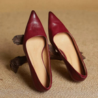 Women's Pointed-Toe Kitten Heel Pumps with V-Cut Topline and Closed Back
