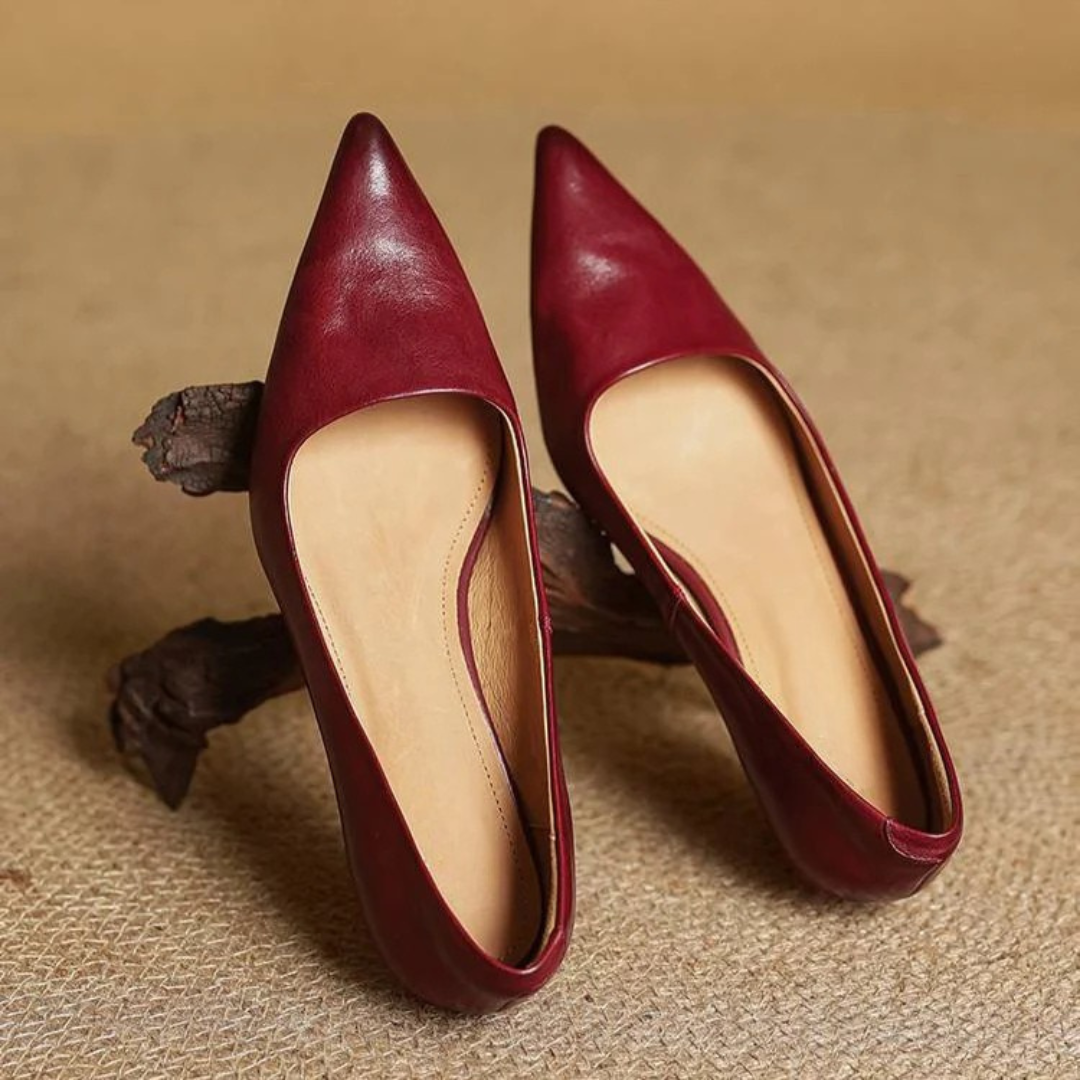 Women's Pointed-Toe Kitten Heel Pumps with V-Cut Topline and Closed Back