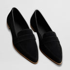 Women's Pointed Toe Loafers with Penny Strap Detail and Flat Sole
