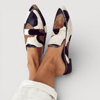 Women's Pointed-Toe Mule with Colour Block Patchwork Upper and Block Heel