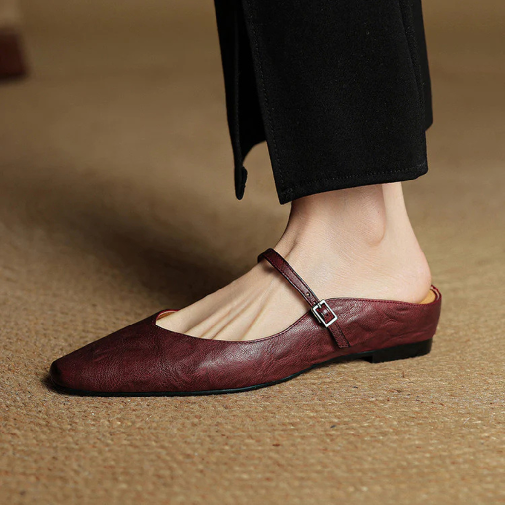 Women's Pointed-Toe Mules with Mary Jane Strap and Open Back