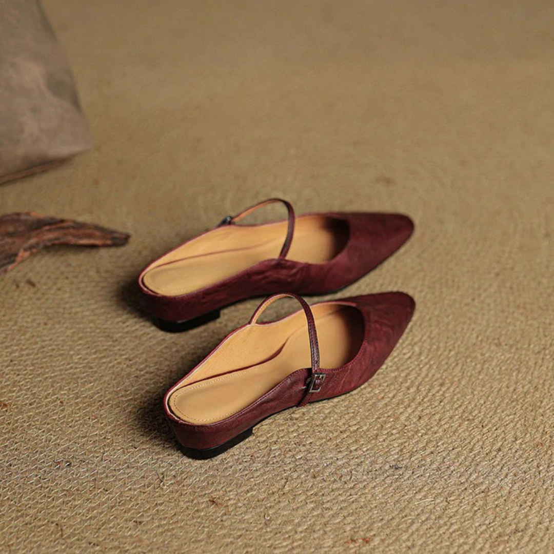 Women's Pointed-Toe Mules with Mary Jane Strap and Open Back