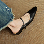 Women's Pointed-Toe Mules with Mary Jane Strap and Open Back