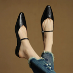 Women's Pointed-Toe Mules with Mary Jane Strap and Open Back