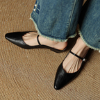 Women's Pointed-Toe Mules with Mary Jane Strap and Open Back