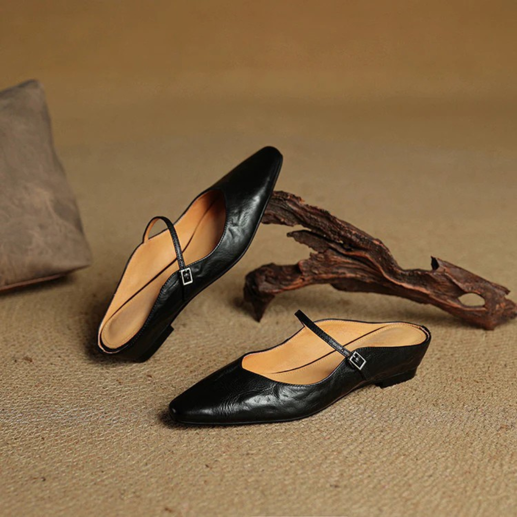 Women's Pointed-Toe Mules with Mary Jane Strap and Open Back