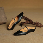 Women's Pointed-Toe Mules with Mary Jane Strap and Open Back