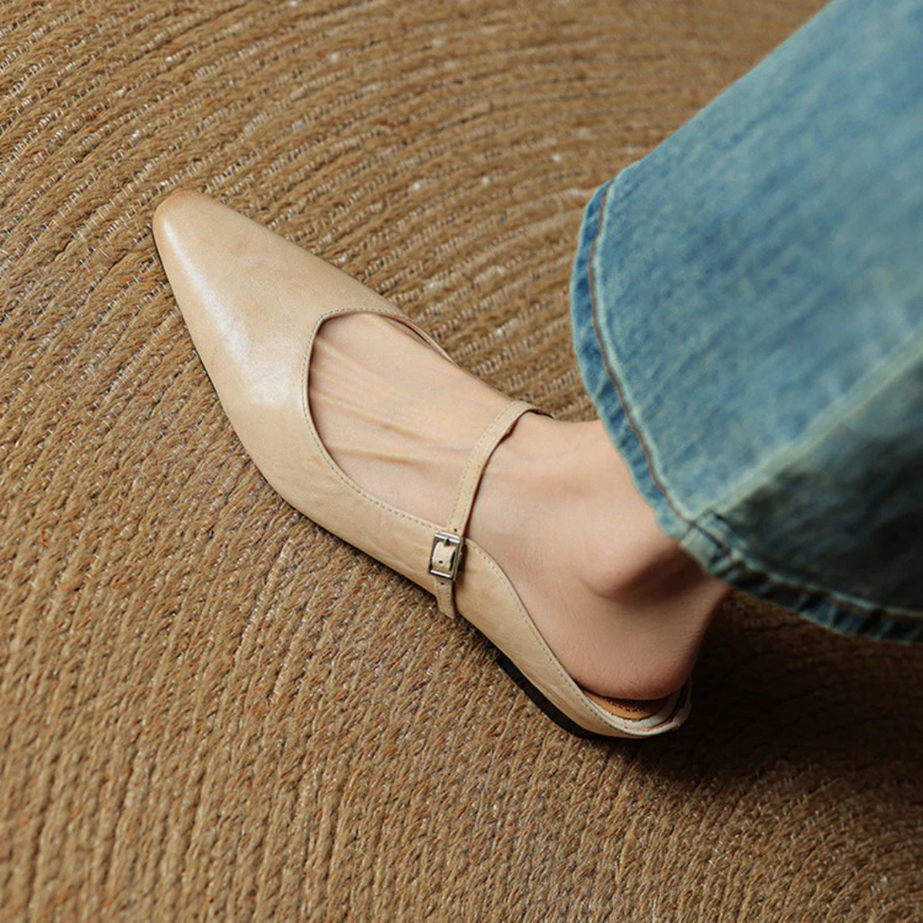 Women's Pointed-Toe Mules with Mary Jane Strap and Open Back