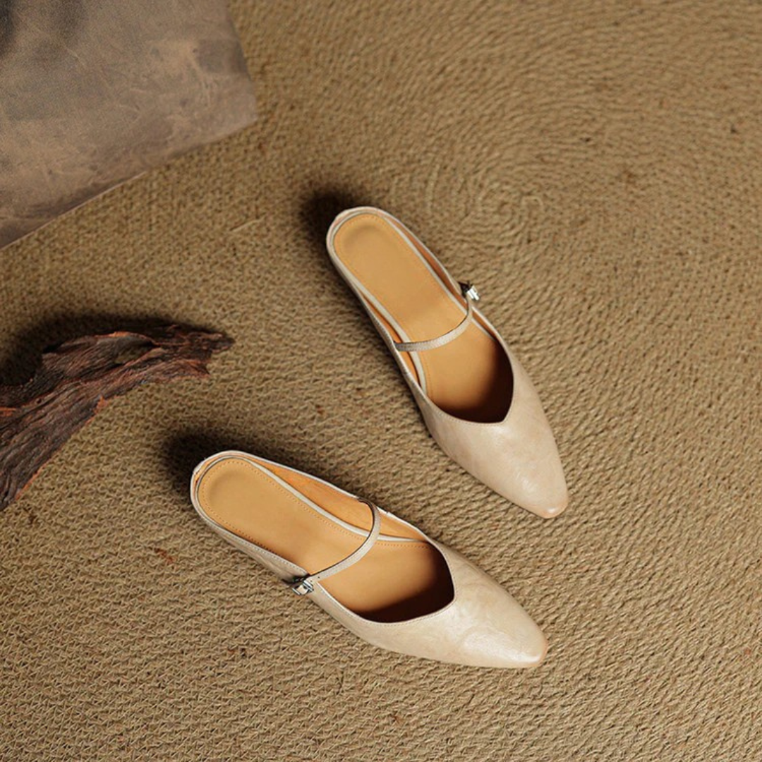 Women's Pointed-Toe Mules with Mary Jane Strap and Open Back