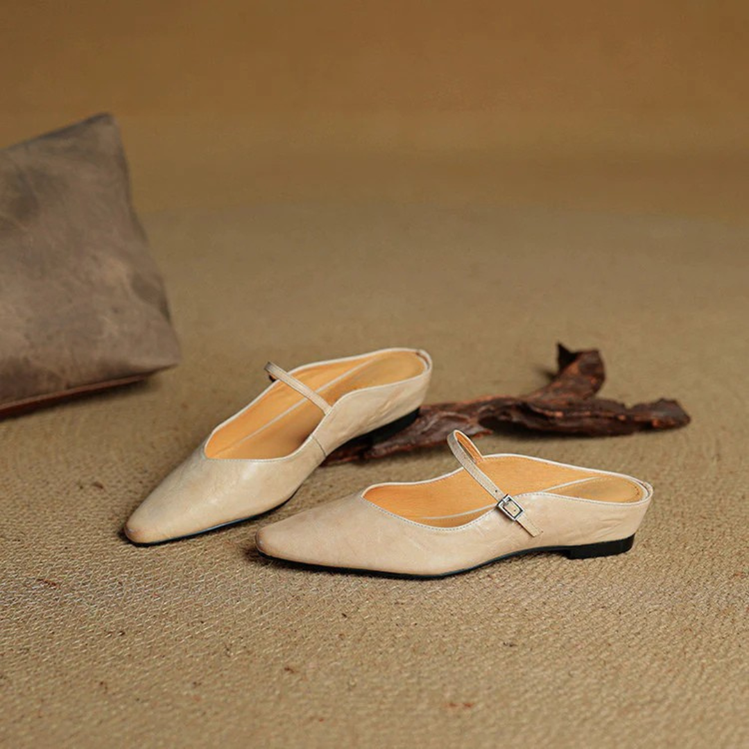 Women's Pointed-Toe Mules with Mary Jane Strap and Open Back