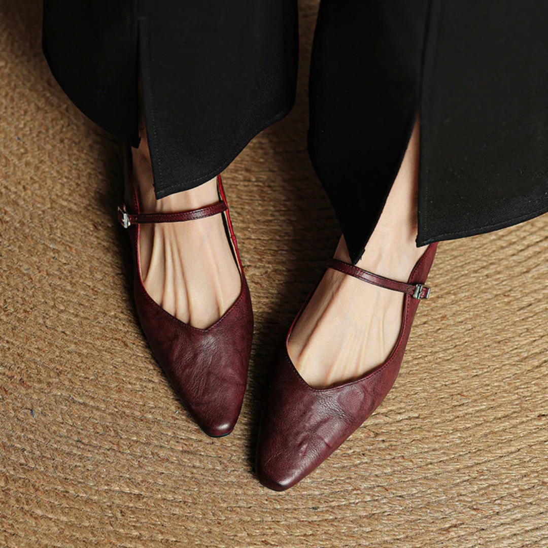 Women's Pointed-Toe Mules with Mary Jane Strap and Open Back