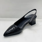 Women's Pointed-Toe Slingback Heels with Embossed Scale-Pattern Upper and Block Heel