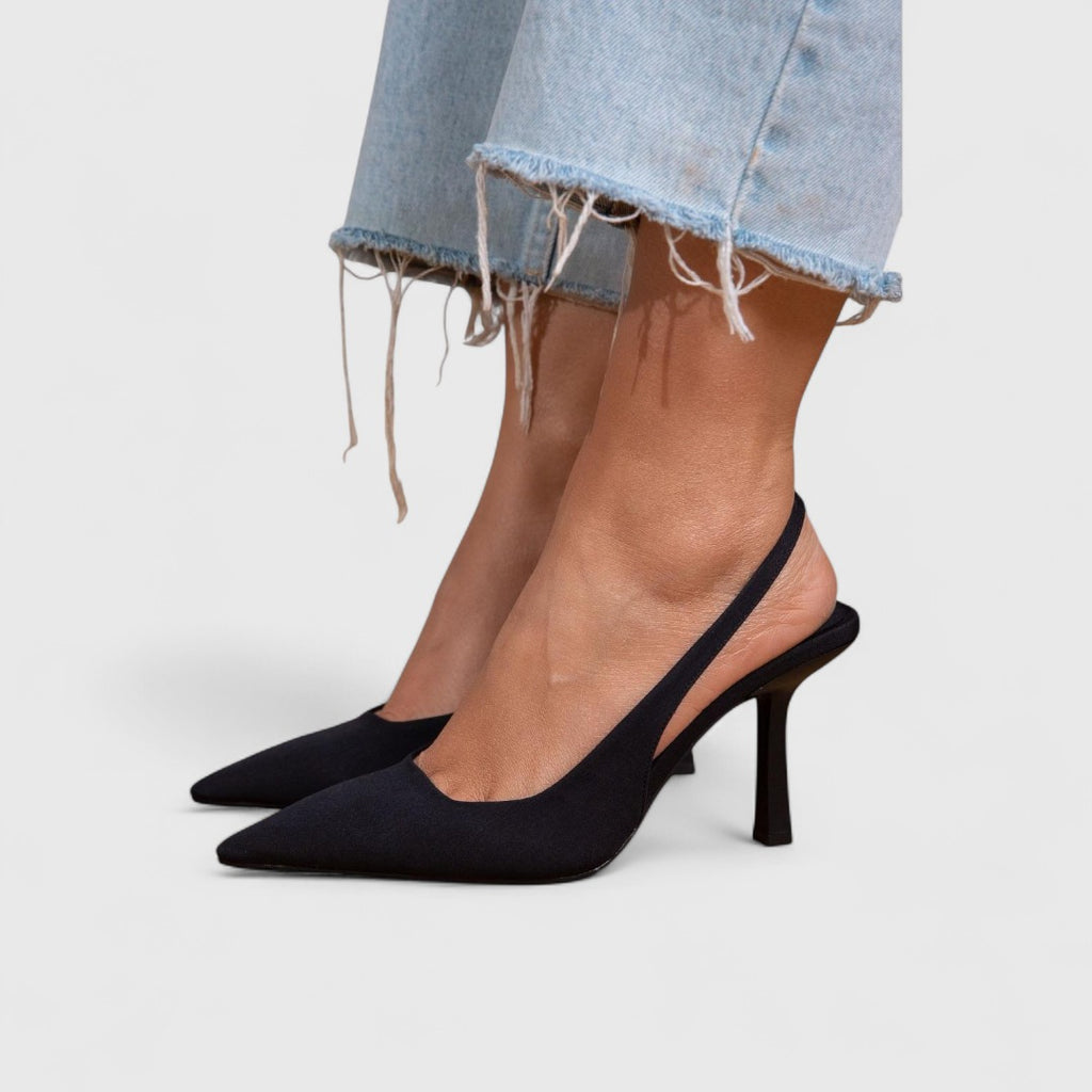 Women's Pointed Toe Slingback Heels with Slim Stiletto Heel and Open Back Strap
