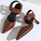 Women's Pointed-Toe Slingback Heels with Textured Strap Band and Stiletto Heel