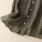 Women's Polka Dot Button Front Blouse with Collar and Cap Sleeves
