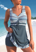 Women's Printed Swimdress with Sweetheart Neckline and Shorts