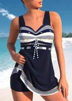 Women's Printed Swimdress with Sweetheart Neckline and Shorts