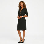 Women's Shirt Midi Dress with Tie Belt