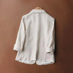 Women's Single Button Blazer with Notch Lapel and Rolled Cuff Sleeves