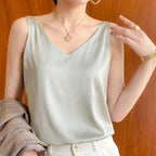 Women's Sleeveless V-Neck Tank Top with Wide Shoulder Straps