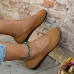 Women's Slip-On Ballet Flats with Round Toe and Ribbed-Texture Upper