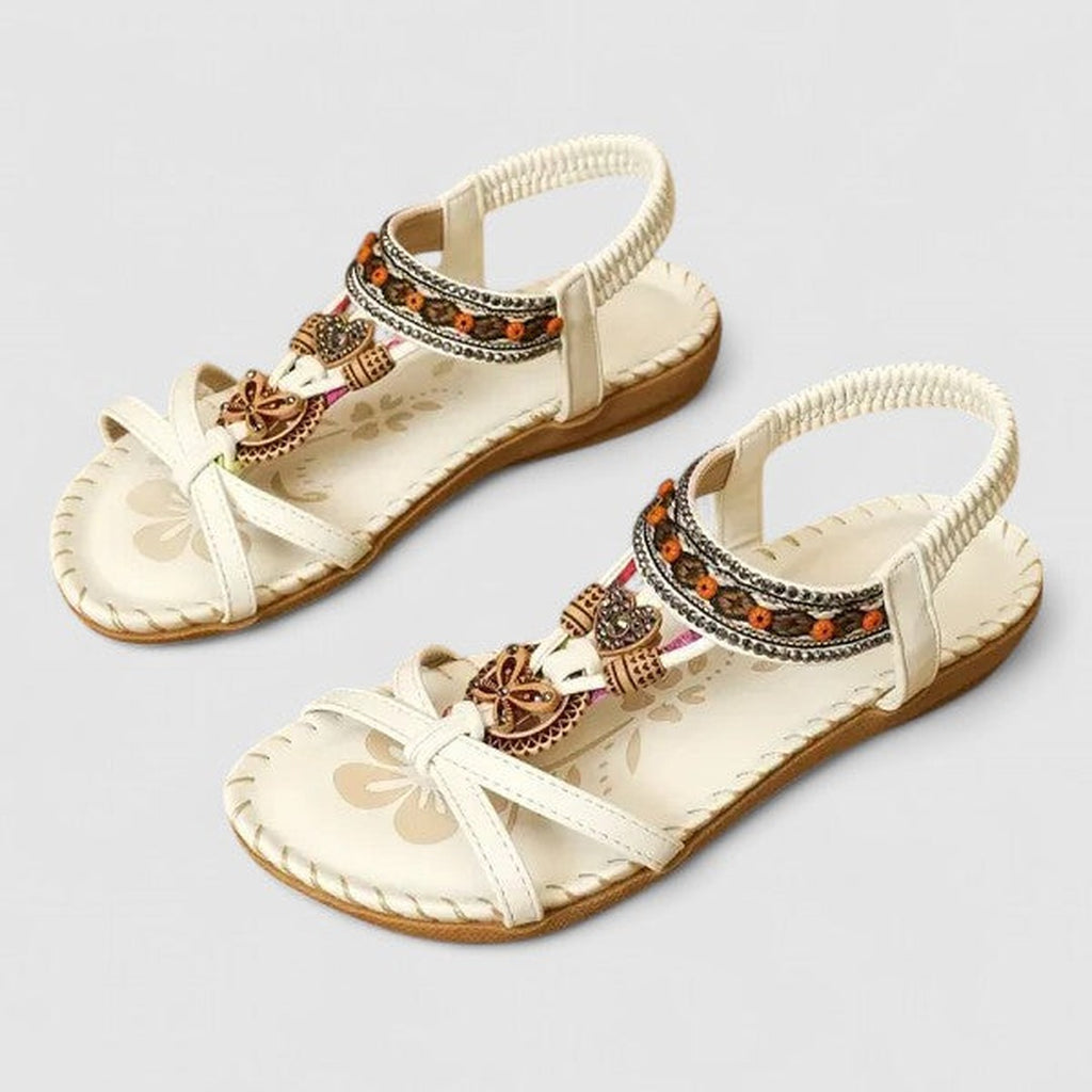 Women's Slip On Flat Sandals with Embellished Toe Strap
