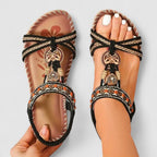 Women's Slip On Flat Sandals with Embellished Toe Strap