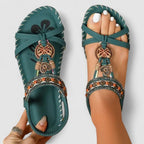 Women's Slip On Flat Sandals with Embellished Toe Strap