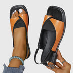 Women's Slip On Flat Sandals with Square Toe and Crossover Strap