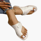 Women's Slip On Flat Sandals with Toe Loop and Buckle Strap