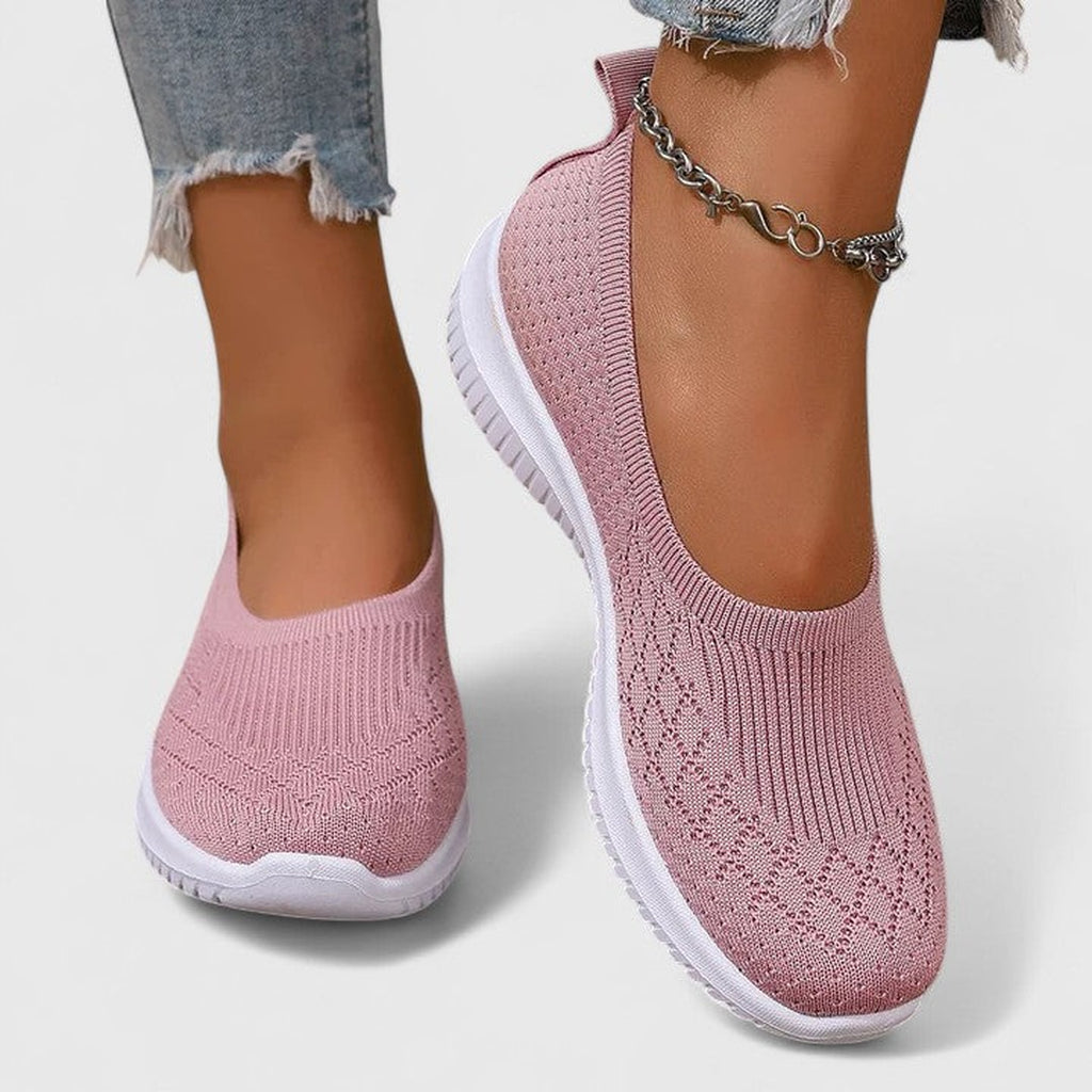 Women's Slip-On Flat Shoes with Open-Weave Panel Upper