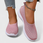 Women's Slip-On Flat Shoes with Open-Weave Panel Upper