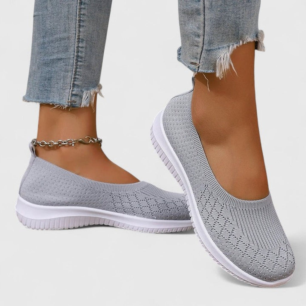 Women's Slip-On Flat Shoes with Open-Weave Panel Upper