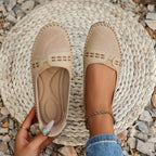 Women's Slip-On Flat Shoes with Perforated Upper and Whipstitch Edge Detail