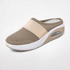 Women's Slip-On Mule Trainers with Open-Weave Upper and Visible Air Unit Platform Sole