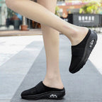 Women's Slip-On Mule Trainers with Open-Weave Upper and Visible Air Unit Platform Sole