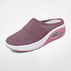 Women's Slip-On Mule Trainers with Open-Weave Upper and Visible Air Unit Platform Sole