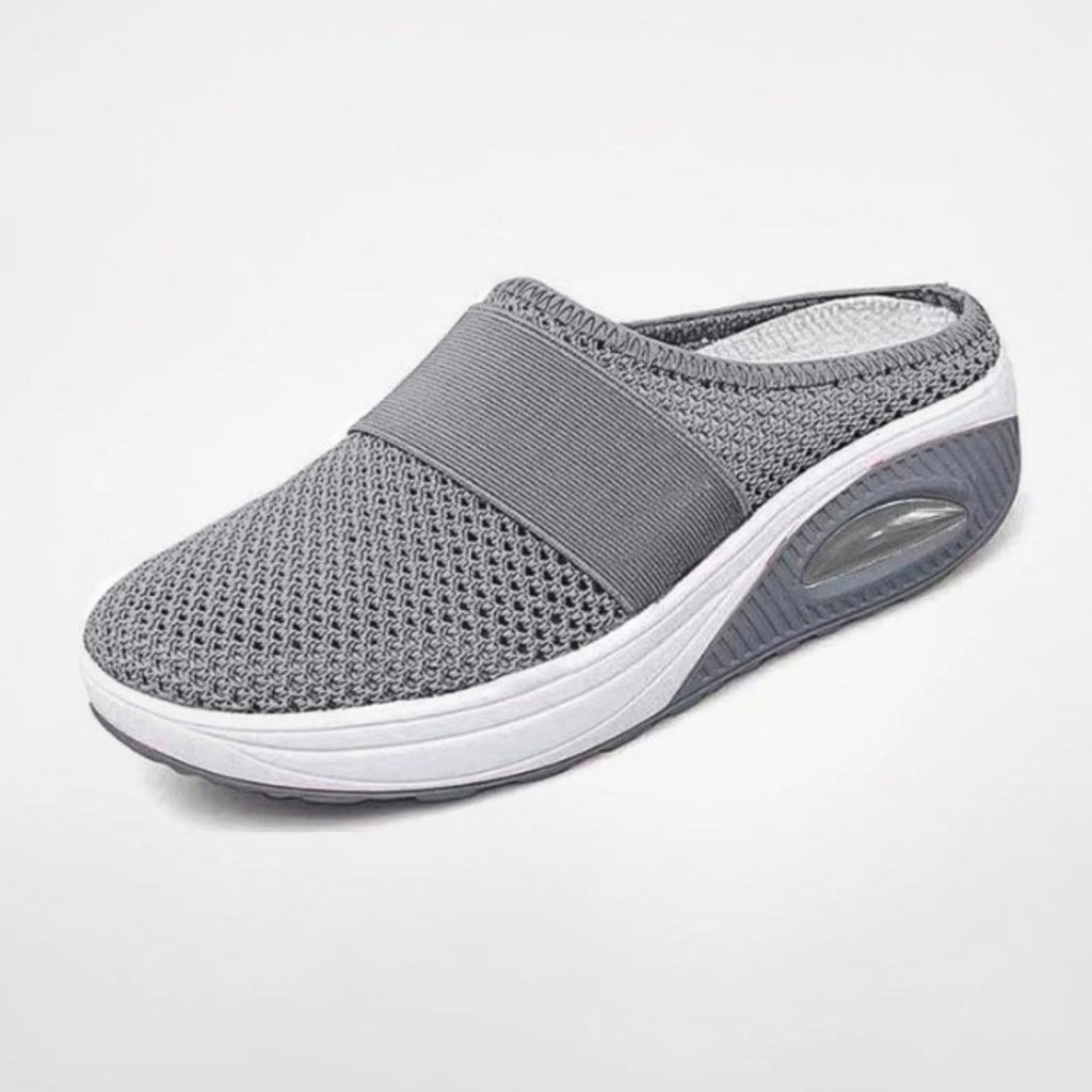 Women's Slip-On Mule Trainers with Open-Weave Upper and Visible Air Unit Platform Sole