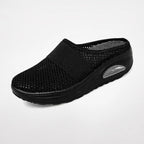 Women's Slip-On Mule Trainers with Open-Weave Upper and Visible Air Unit Platform Sole