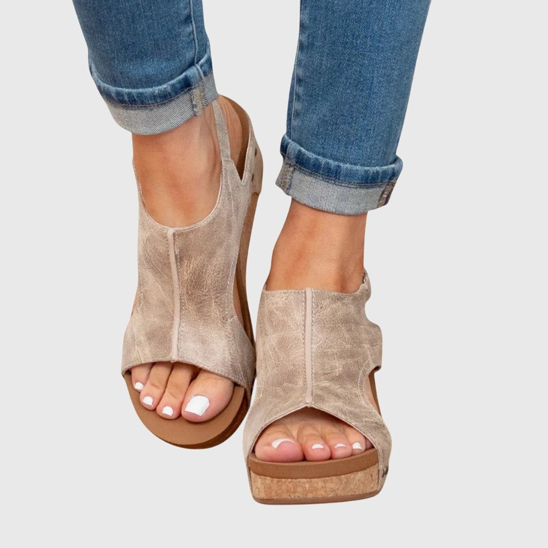 Women's Slip On Platform Sandals with Ankle Strap