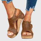 Women's Slip On Platform Sandals with Ankle Strap