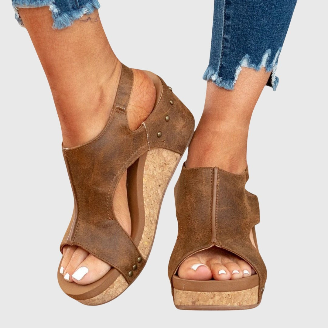 Women's Slip On Platform Sandals with Ankle Strap