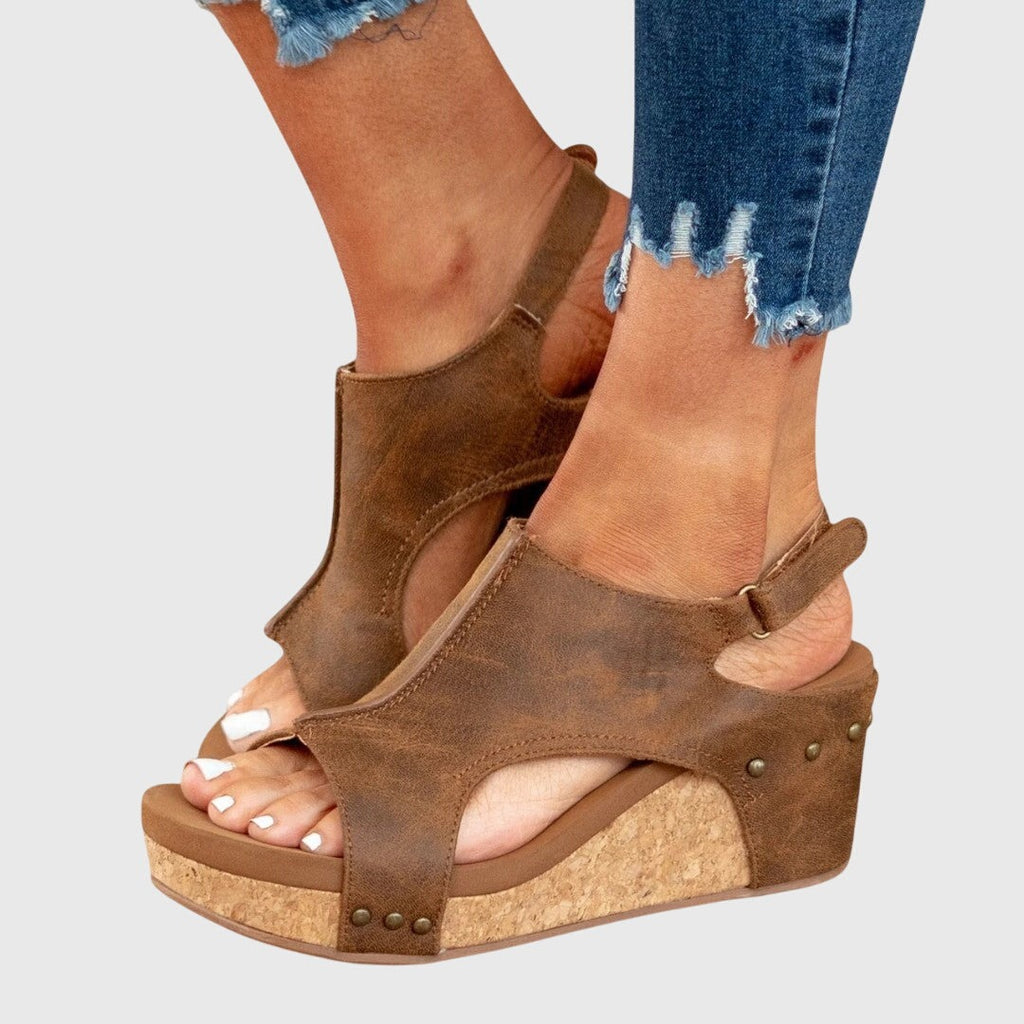 Women's Slip On Platform Sandals with Ankle Strap