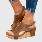 Women's Slip On Platform Sandals with Ankle Strap