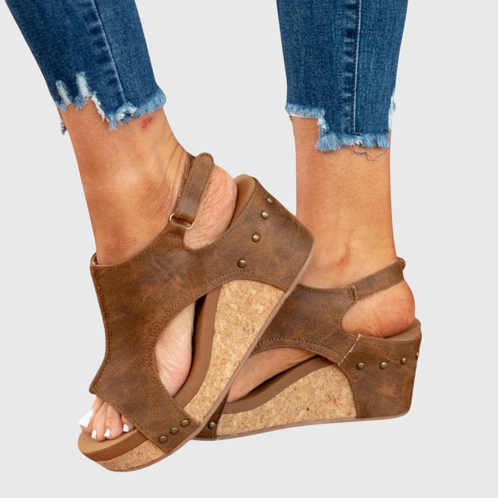 Women's Slip On Platform Sandals with Ankle Strap